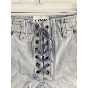 One Teaspoon "Super Freaks" Drop Crotch Lace Up Jean Shorts Size 22 / 00 XS